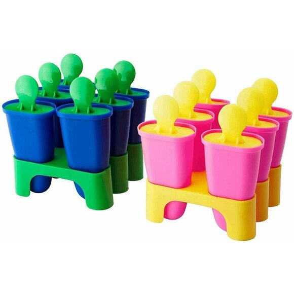 IKEA Reusable Frozen Ice Pop Molds Popsicle Maker Set 12 Blue Green Yellow Pink  - Picture 1 of 4